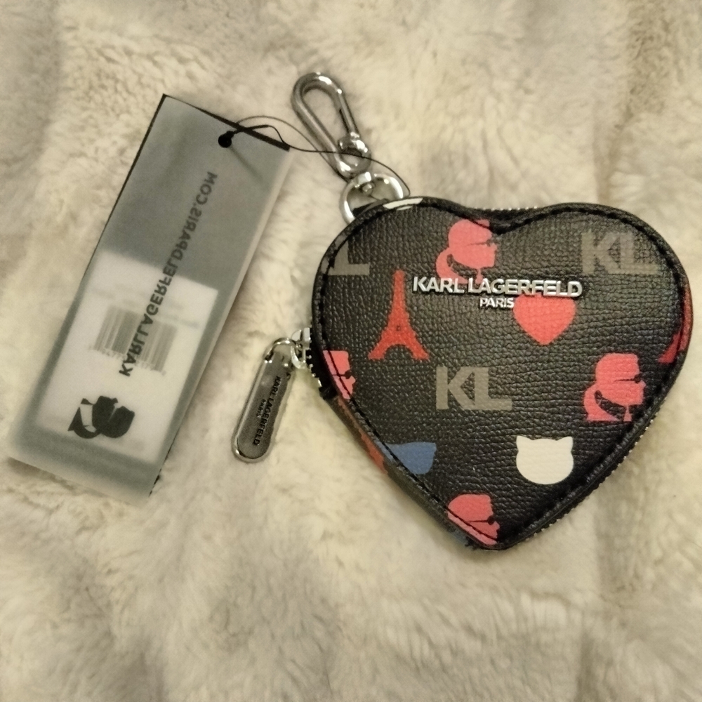 Karl Lagerfeld Black Heart Coin Pouch
